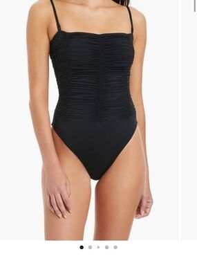 Sanctuary Black Ruched One-Piece Swimsuit with Adjustable Straps - NWT